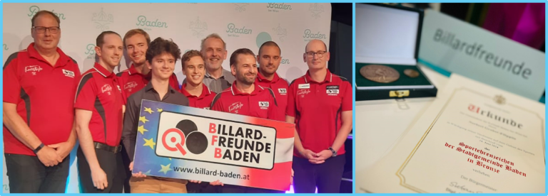 10 x Sportehrenzeichen der Stadt Baden für die Billardfreunde Baden